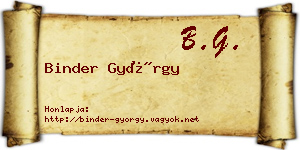 Binder György névjegykártya