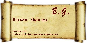 Binder György névjegykártya